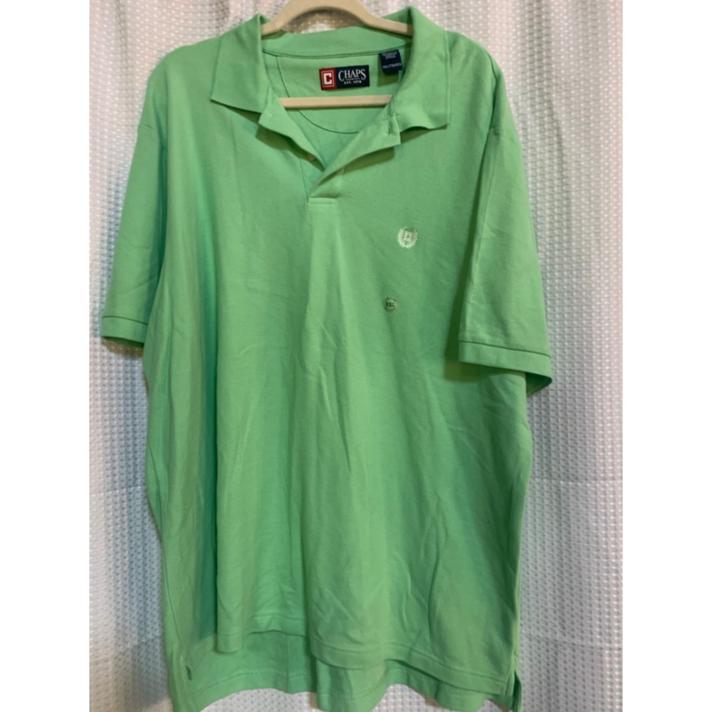 Chaps Mens XXL Mint Green Cotton Pique Short Sleeve Polo Shirt Embroidered Logo